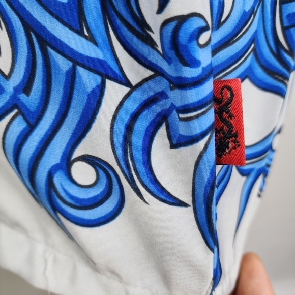 PINEAPPLE CONNECTION- Mystic Origins Mens Large Camp Shirt Dragon Flames- Gray - Picture 4 of 7